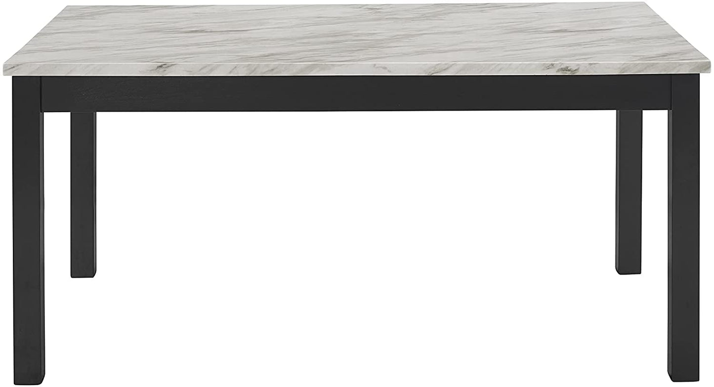 6-Person Dining Table with Faux Marble Top, Black Base-3