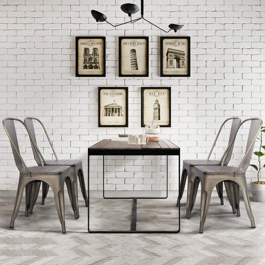 Metal Dining Chairs Set of 4, Gun Metal-0