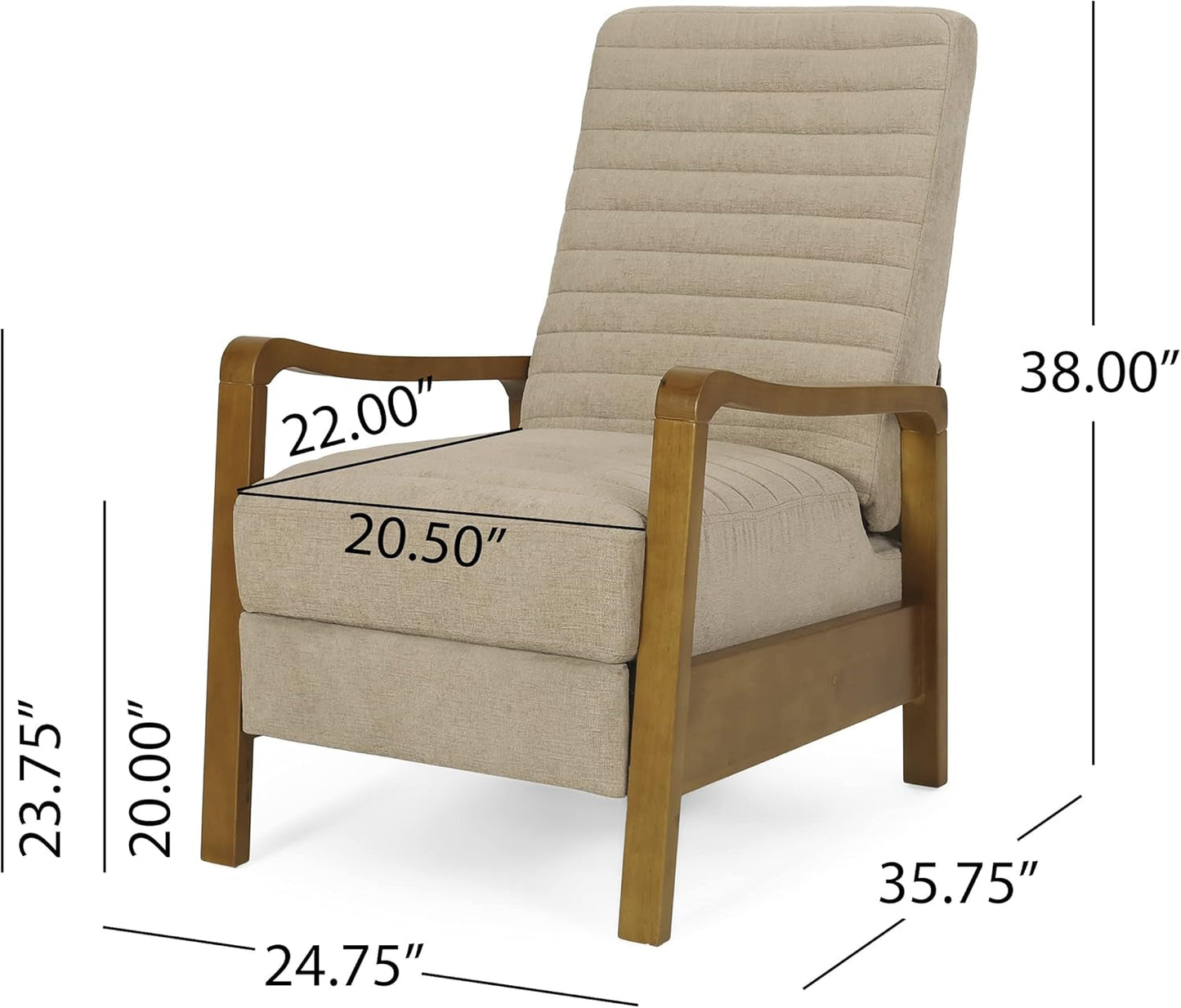 Recliner Chair, Club Recliner, Reclining Sofa, Upholsterd Armchair, Recliner Chair with Adjustable Stitching Backrest, Reading Chair for Living Room, Home Rest, Sand-1