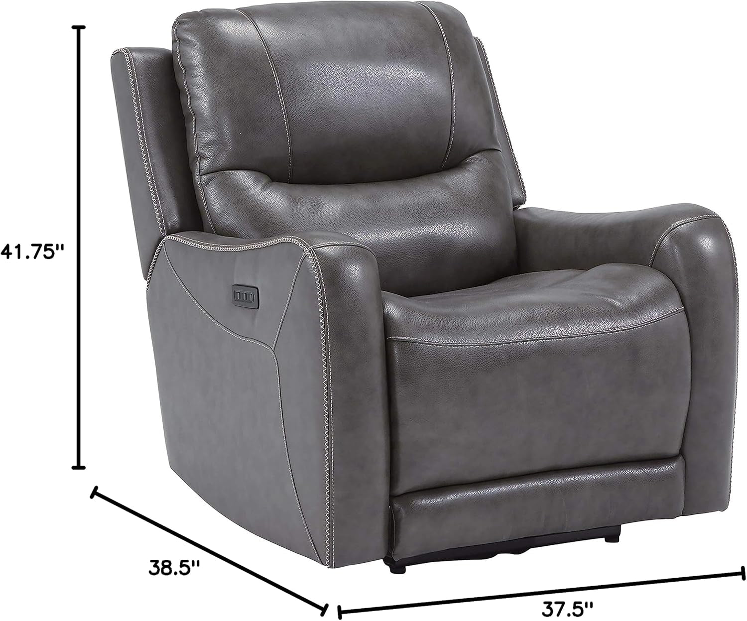 Galahad Contemporary Zero Wall Recliner with Power Headrest, Gray-2