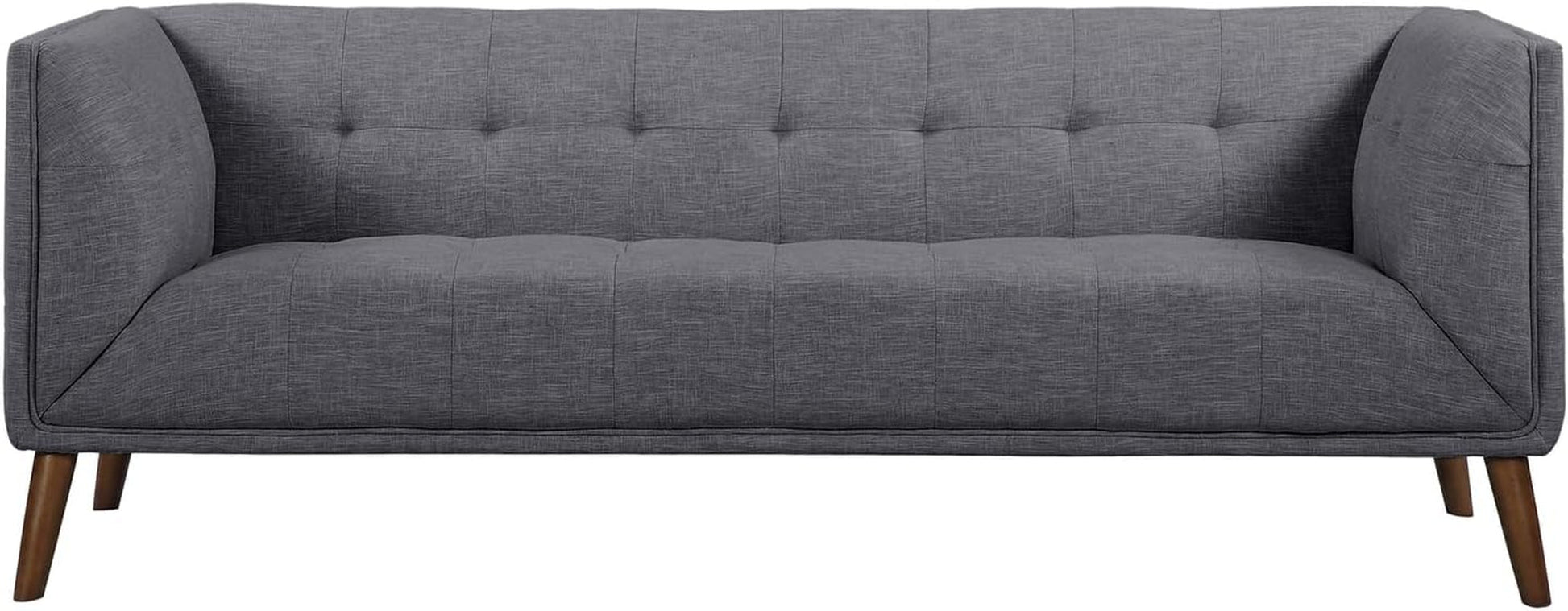 Dark Grey Linen Sofa Walnut Wood Legs, Modern Style-3