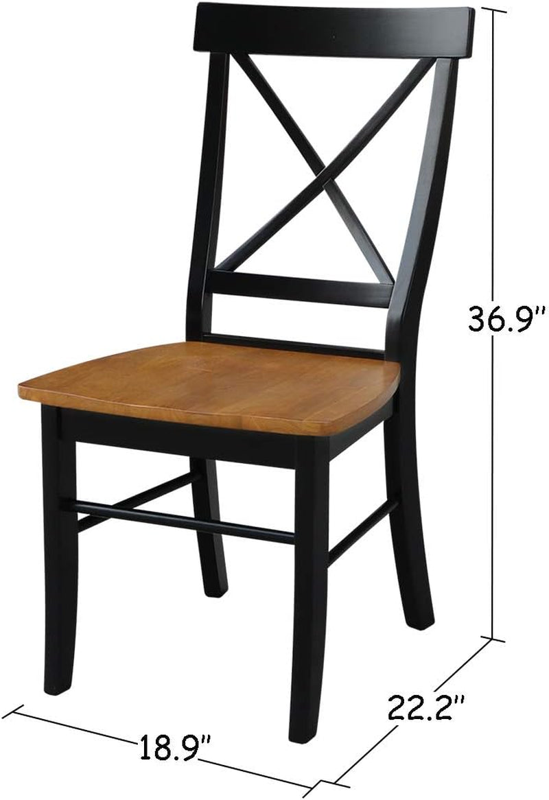 International Concepts X- Back Chair with Solid Wood Seat, Black/Cherry-2