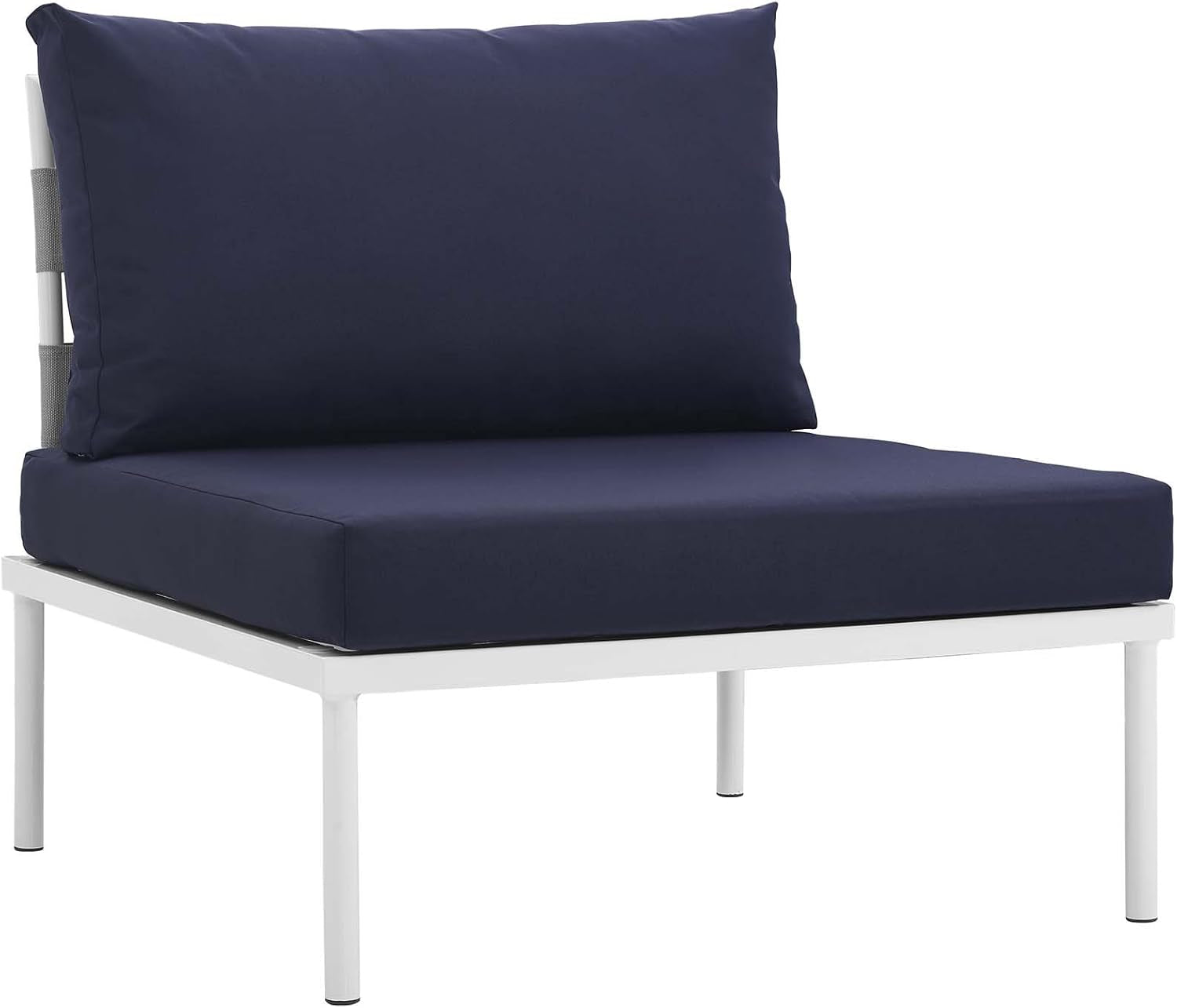 Harmony 8-Piece Aluminum Outdoor Patio Furniture Sectional Sofa Set with Cushions in White Navy-3