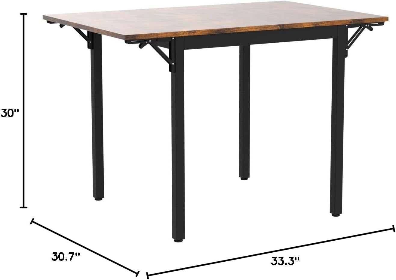 Folding Dining Table, Drop Leaf Extendable, for Small Spaces, Seats 2-4 People, Industrial, 33.3 X 30.7 X 30 Inches,Brown-2