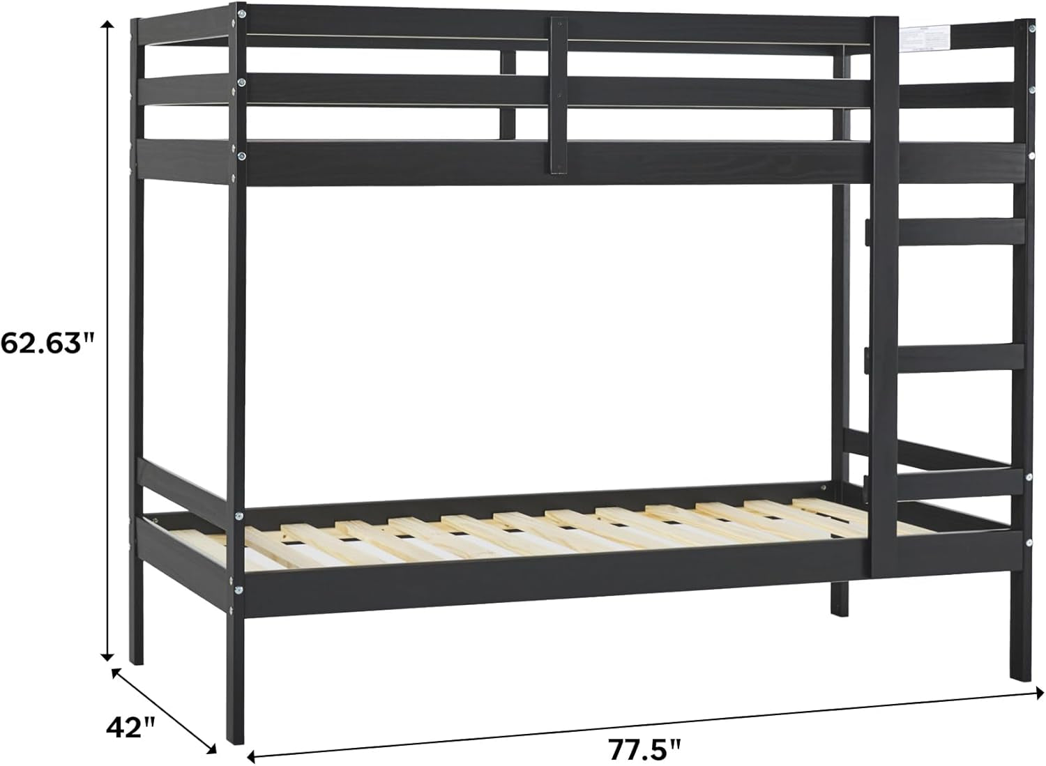 Modern Twin-Size Children'S Bed Frame Bedroom, Twin-Size, Black-2