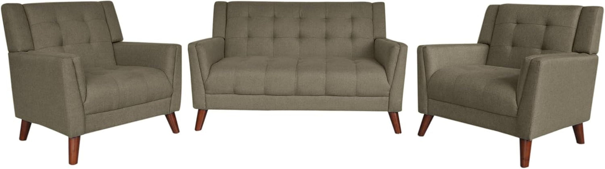 Christopher Knight Home Evelyn Mid Century Modern Fabric Arm Chair and Loveseat Set, Mocha-0