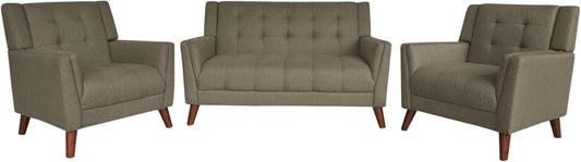 Christopher Knight Home Evelyn Mid Century Modern Fabric Arm Chair and Loveseat Set, Mocha-0