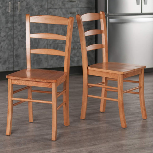 Wood Ladder Back Chair, Light Oak, 2 Pieces (34232), FURNITURE-1