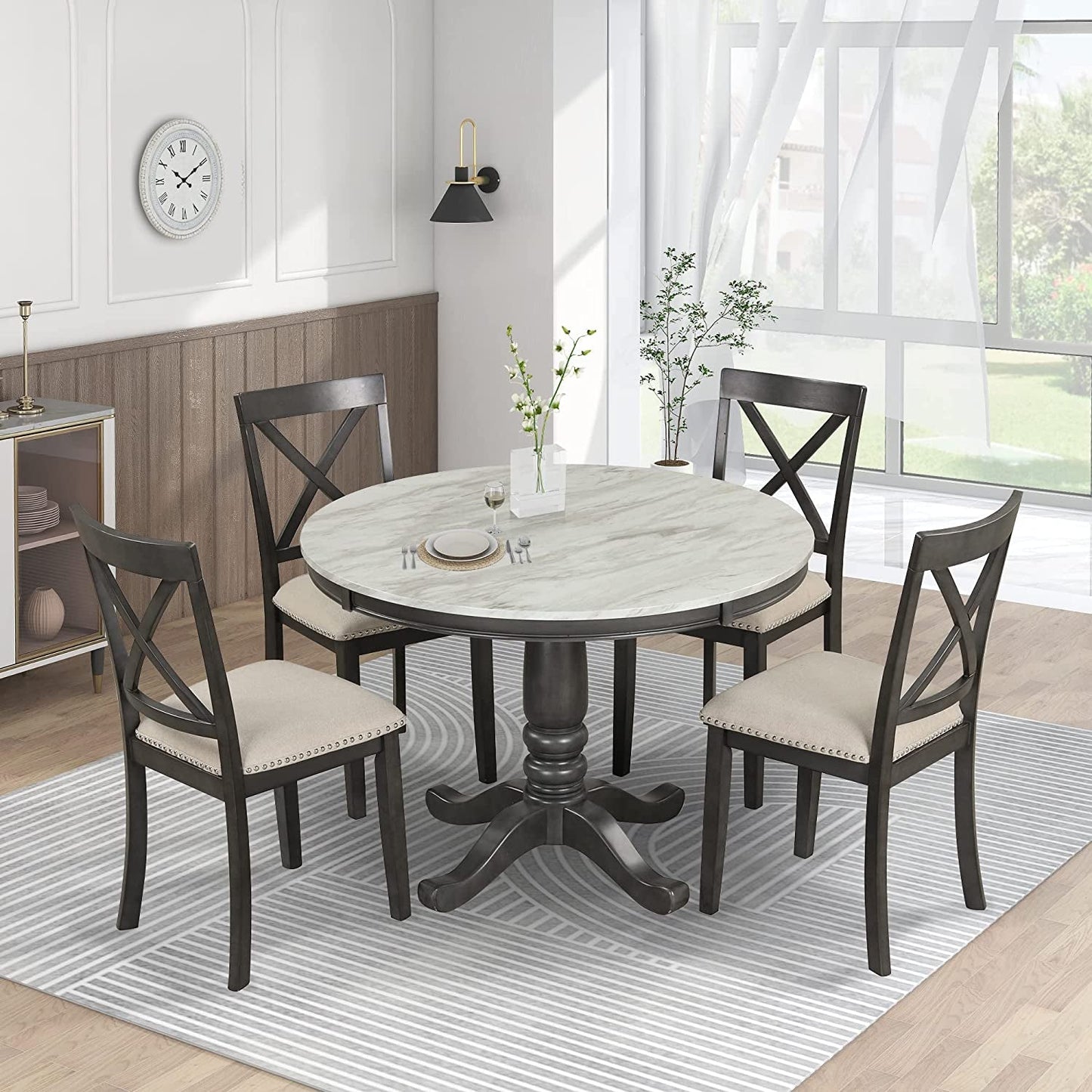 5-Piece round Dining Table Set-0