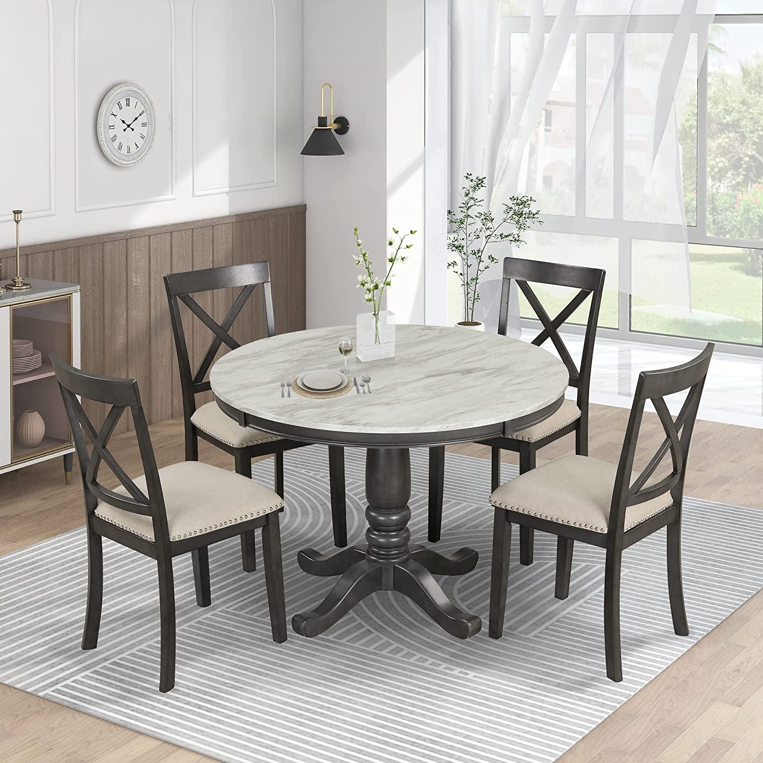 5-Piece round Dining Table Set-0