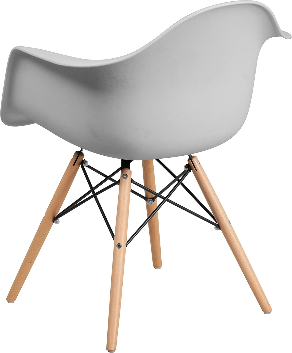 Alonza Series White Plastic Chair with Wooden Legs-4