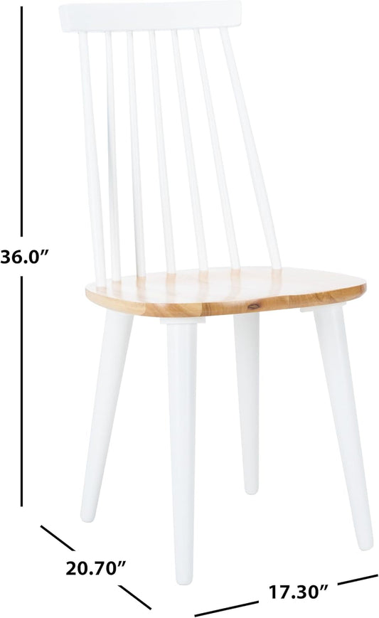 Home Collection Burris Farmhouse White/Natural Spindle Back Living Room Dining Room Bedroom Office Foyer Side Chair-1