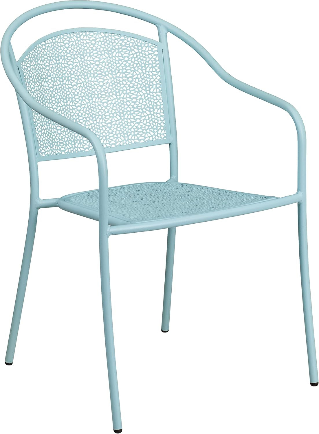 Commercial Grade 35.5" Square Sky Blue Patio Table Set-4 round Back Chairs-3