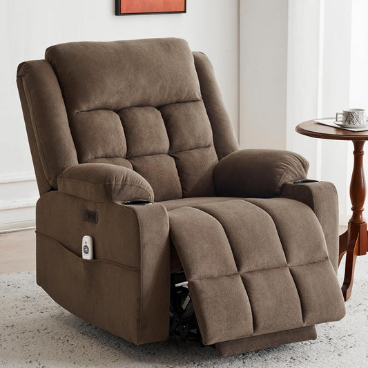 Brown Power Lift Recliner Heat, Massage, USB-C, Elderly-0
