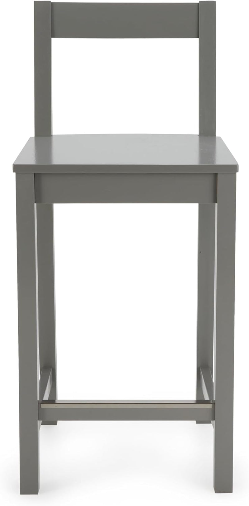Wooden Bar Stool with Backrest, Grey, Set of 2-3