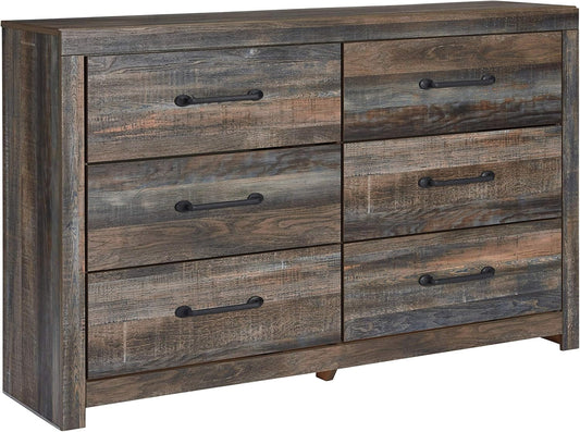 Drystan Rustic Industrial 6 Drawer Dresser, Weatherworn Brown-0
