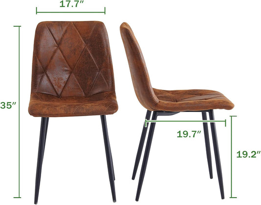 4 Set of Dining Chairs, Metal Frame Dining Chair for Kitchen Room,Technology Cloth Seat Chair for Living Room, Bedroom(Brown)-1