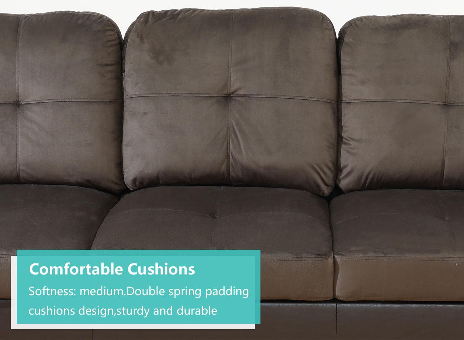 Dark Brown Sectional Couch for Living Room Set, 105 Inch Sectional Sofa L Shaped Couch with Storage Ottoman/Microfiber Fabric/Facing Right Chaise-4