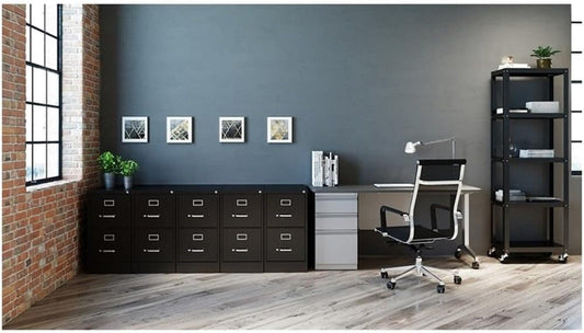 2 Drawers 28.38" Vertical Black Metal Filing Cabinet Lockable Pre-Assembled Stationary Letter Size for Home, Office-1