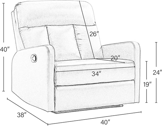 Oversized Wide Recliner Chair Faux Leather 2-Seater Recliners Roomy Manual Reclining Chairs for Living Room, Perfect for Pups to Sit Together, Grey-1