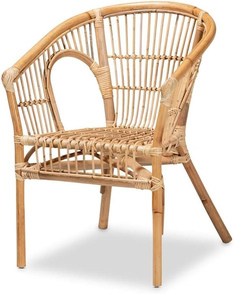 Alleta Modern Bohemian Natural Brown Rattan 3-Piece Living Room Set-1