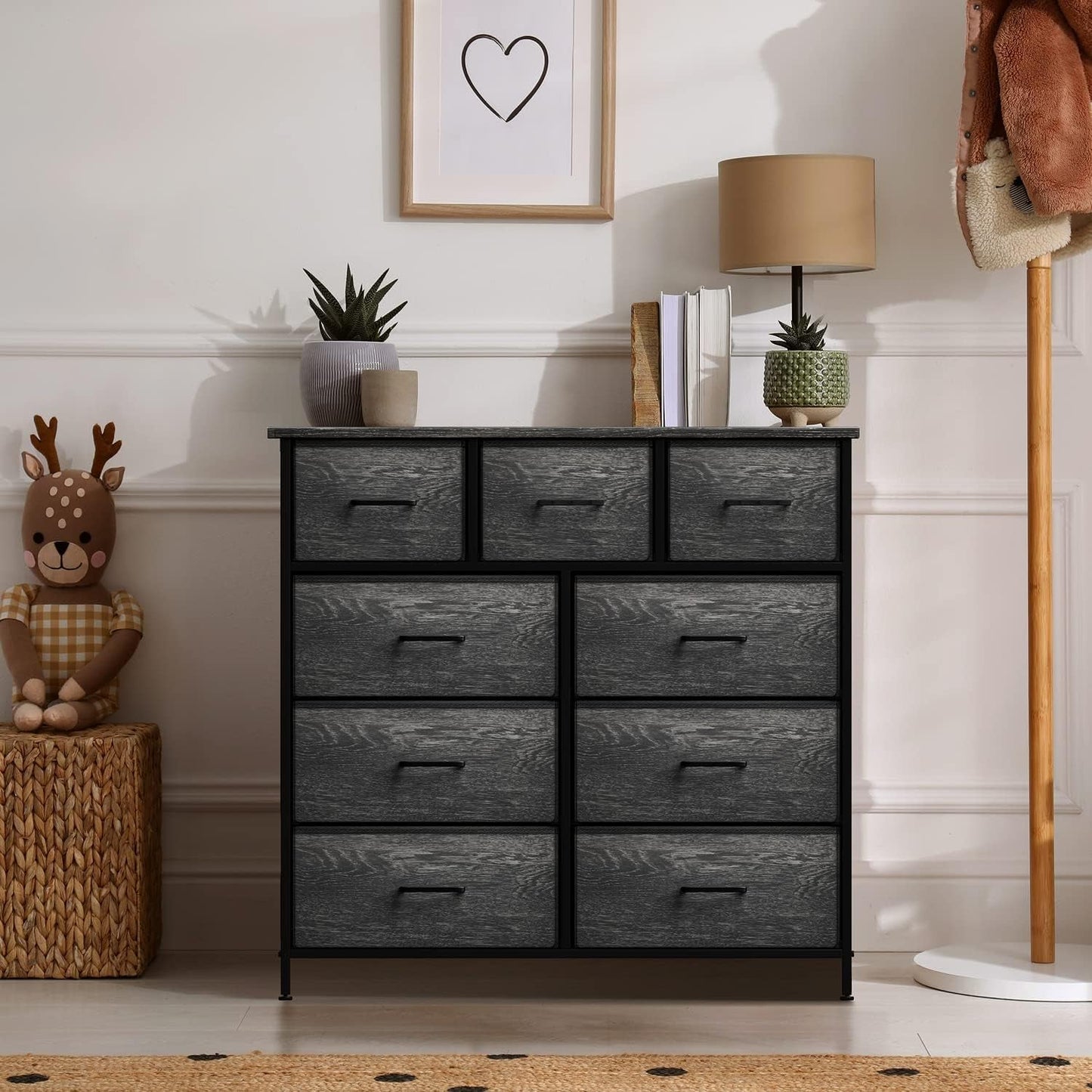 Faux Wood Dresser with 9 Drawers-0
