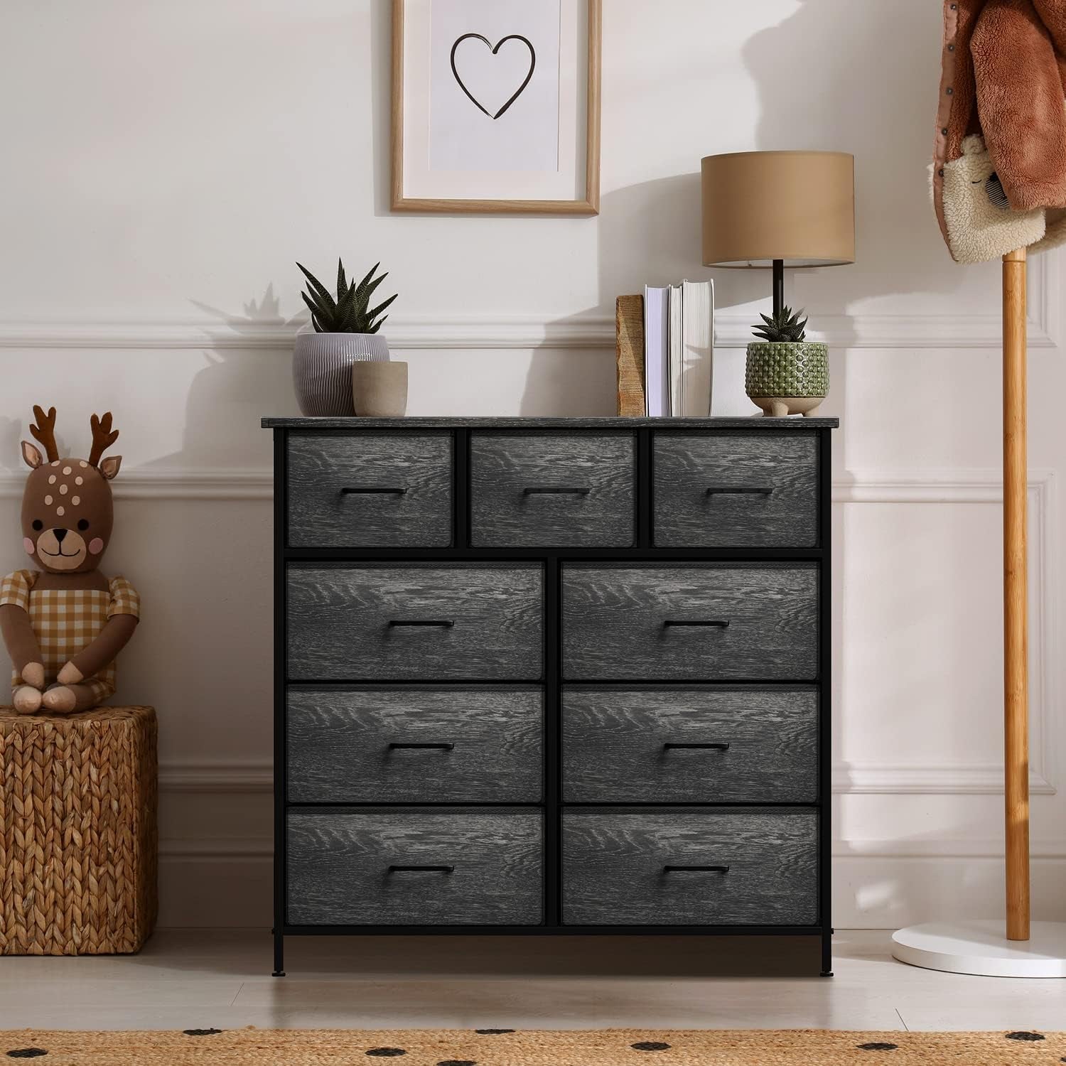 Faux Wood Dresser with 9 Drawers-0