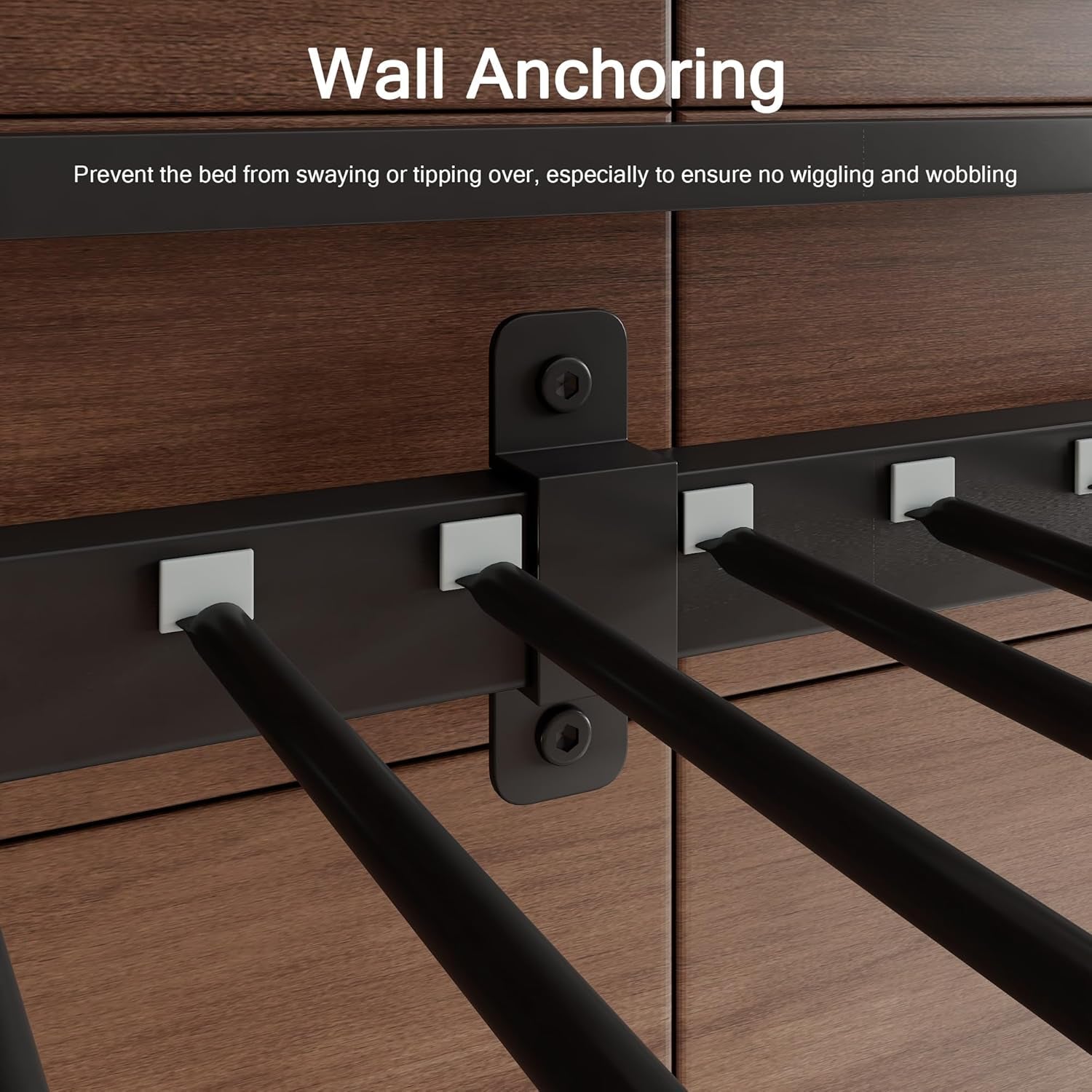 Bunk Bed Twin over Twin, Heavy Duty Metal Bed with Ladder and Full-Length Guardrail, Under-Bed Storage Space, No Box Spring Needed, Noise Free, Rustic Brown-4