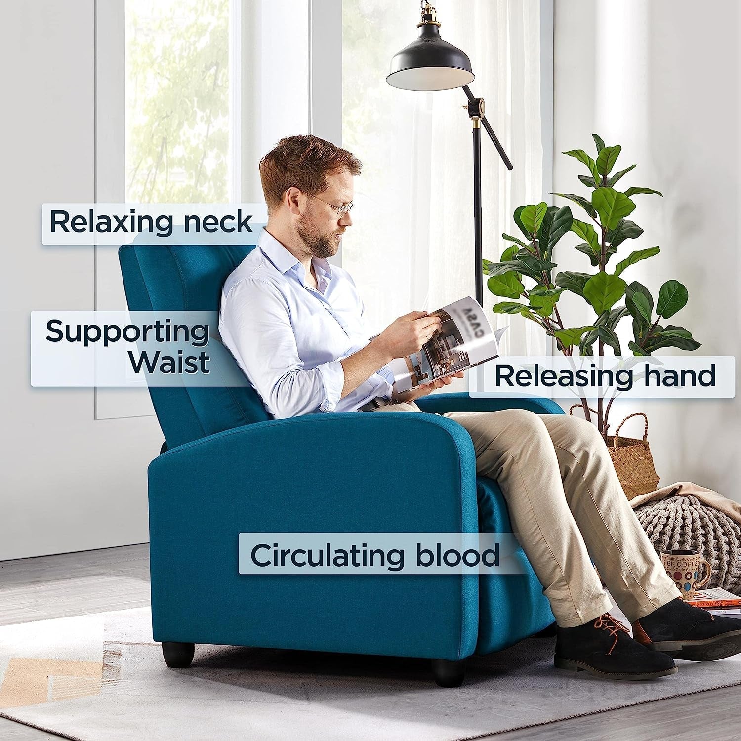 Blue Fabric Recliner Chair-2