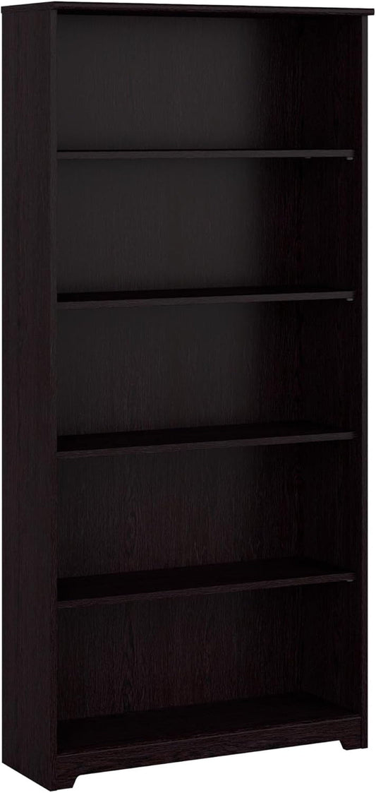 Bush Furniture Tall 5 Shelf Bookcase, Large Open Bookshelf, Sturdy Display Cabinet for Living Room or Home Office, Cabot Collection, Espresso Oak-0