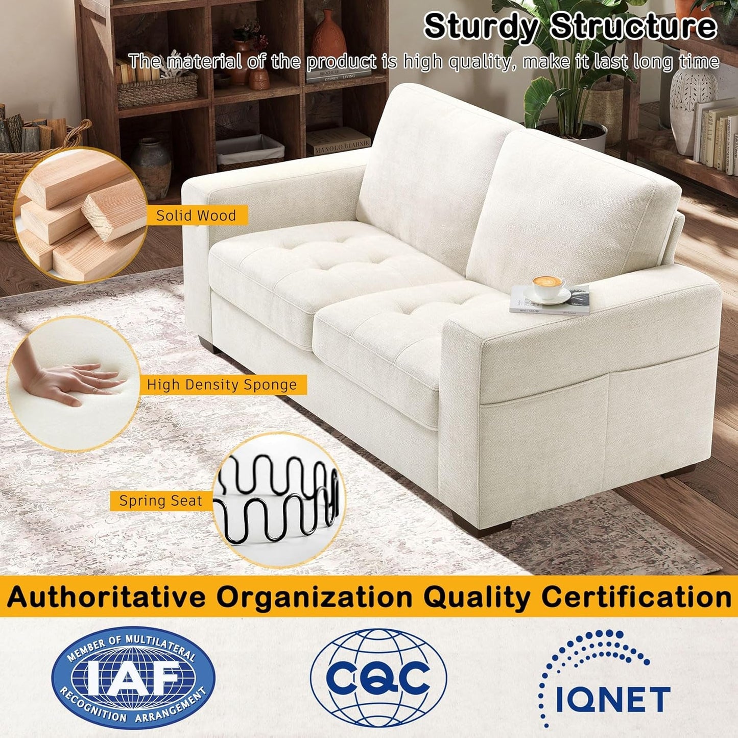 70" Beige Loveseat with USB & Type-C-3