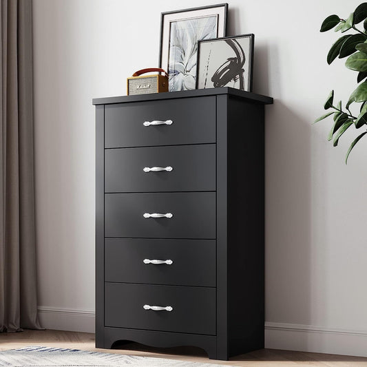 Black 5 Drawer Dresser, Nursery Organizer-0
