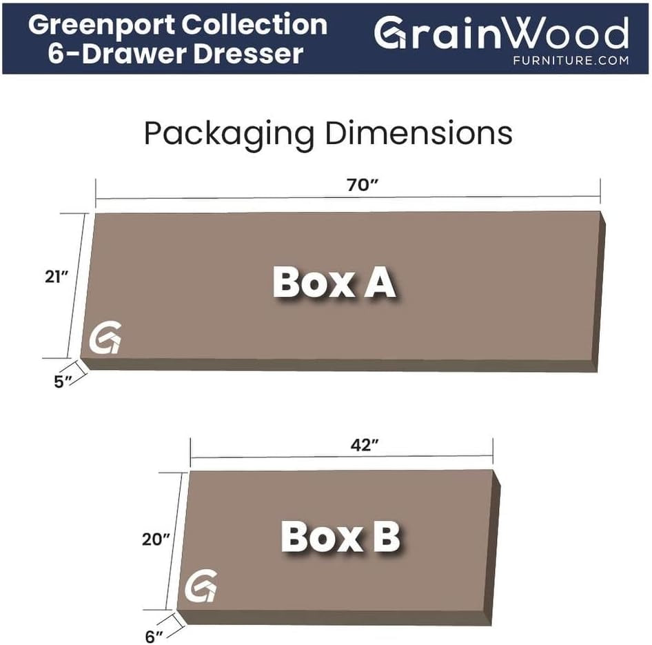 Greenport 6-Drawer Bedroom Dresser, Solid Wood with a Brushed Driftwood Finish-3