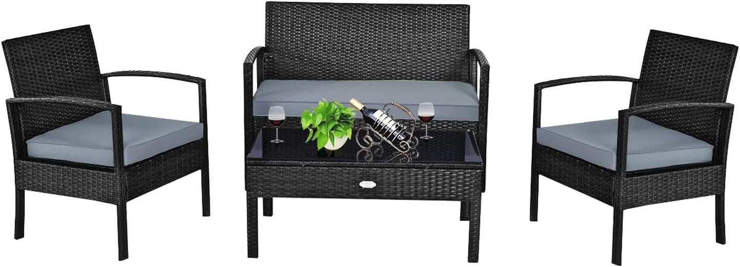 4PCS Patio Rattan Furniture Set for Outdoor Relaxation-0