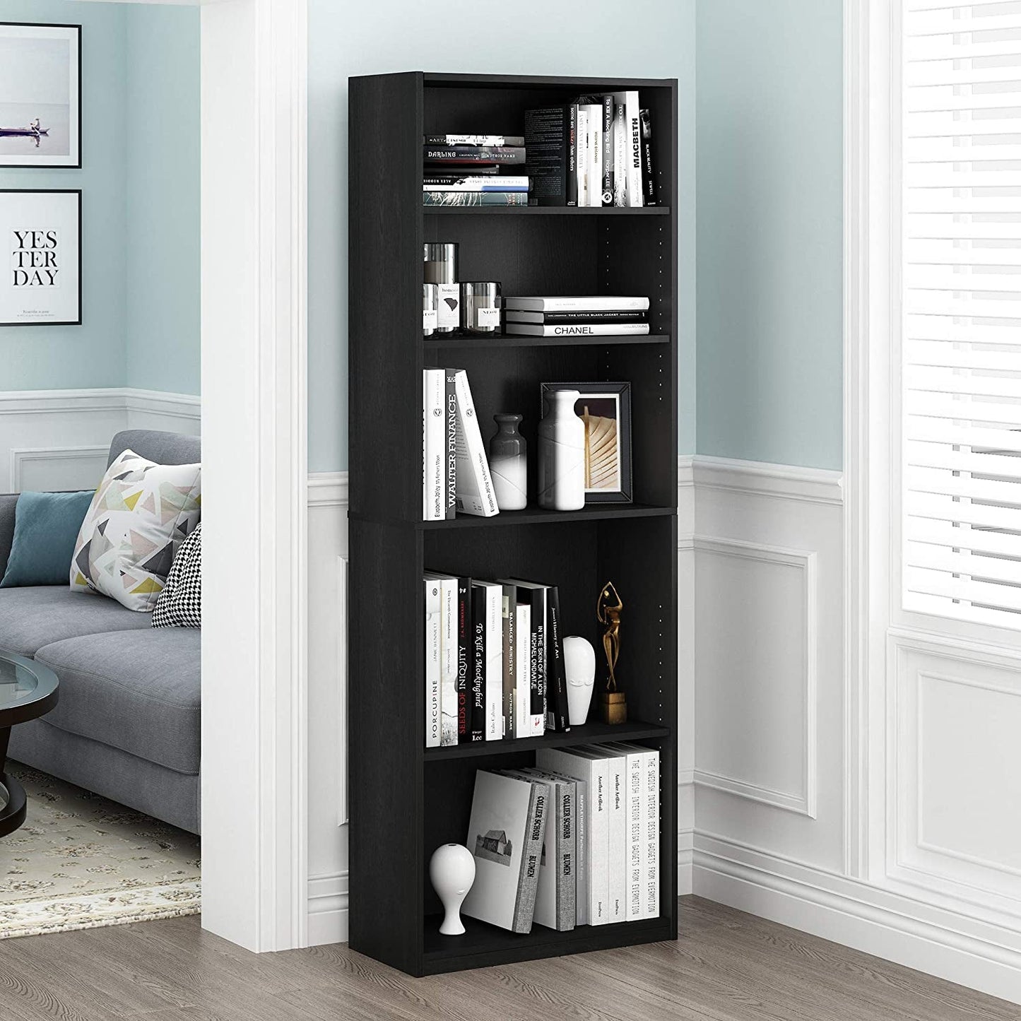 JAYA Black 5-Tier Bookcase for Home-1