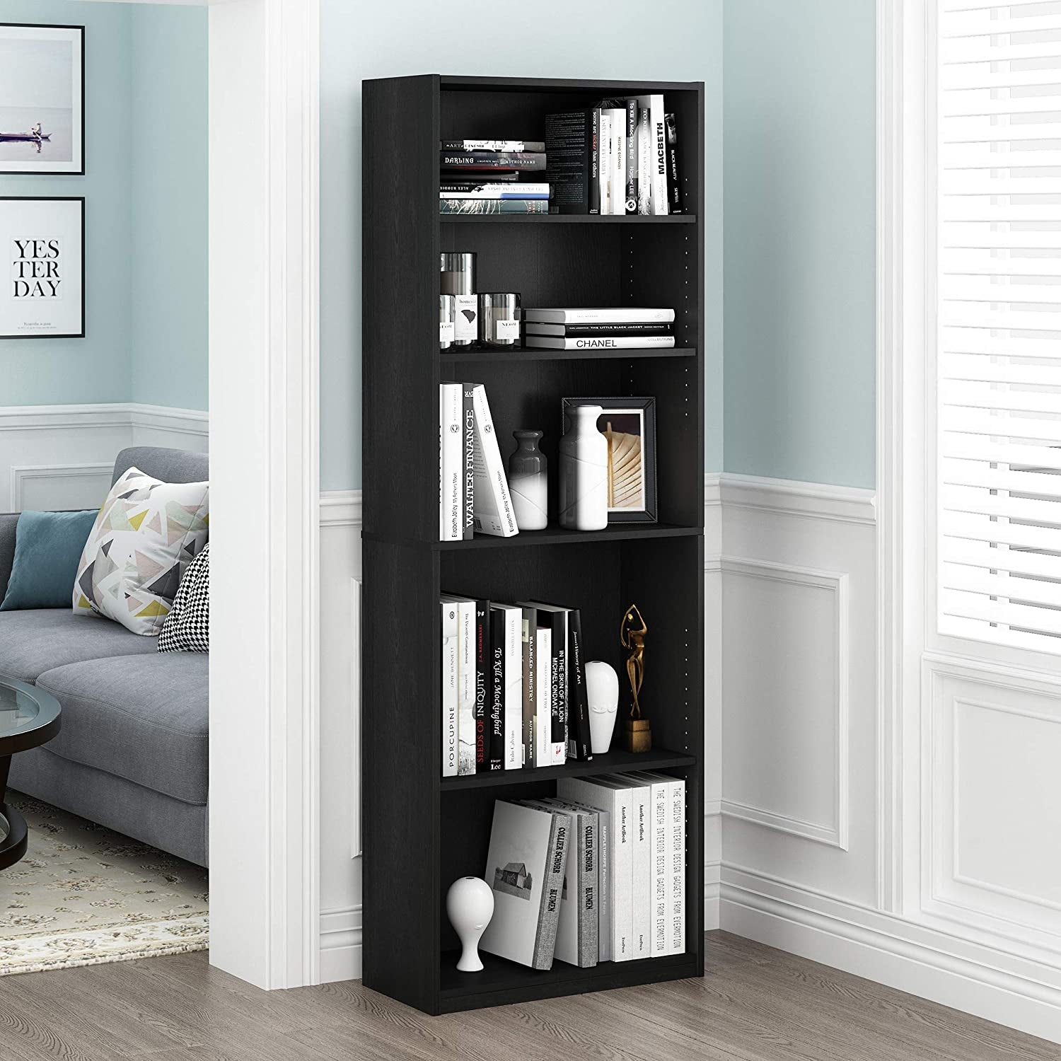 JAYA Black 5-Tier Bookcase for Home-1