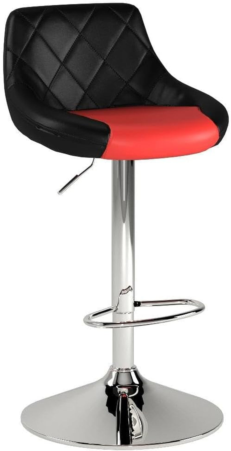Bar Stools Set of 2, Adjustable Counter Height Swivel Barstools Modern Dining Chair Bar Pub High Stool with Back for Kitchen Island, Black/Red-3