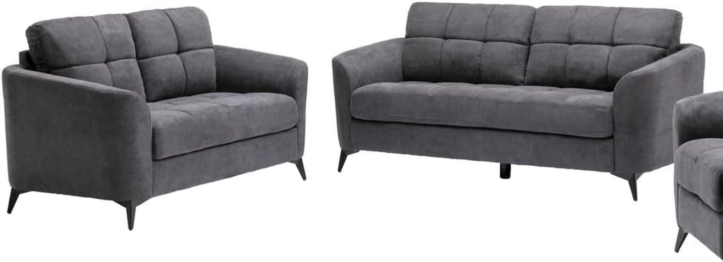 Callie Gray Velvet Fabric Sofa Loveseat Living Room Set-0