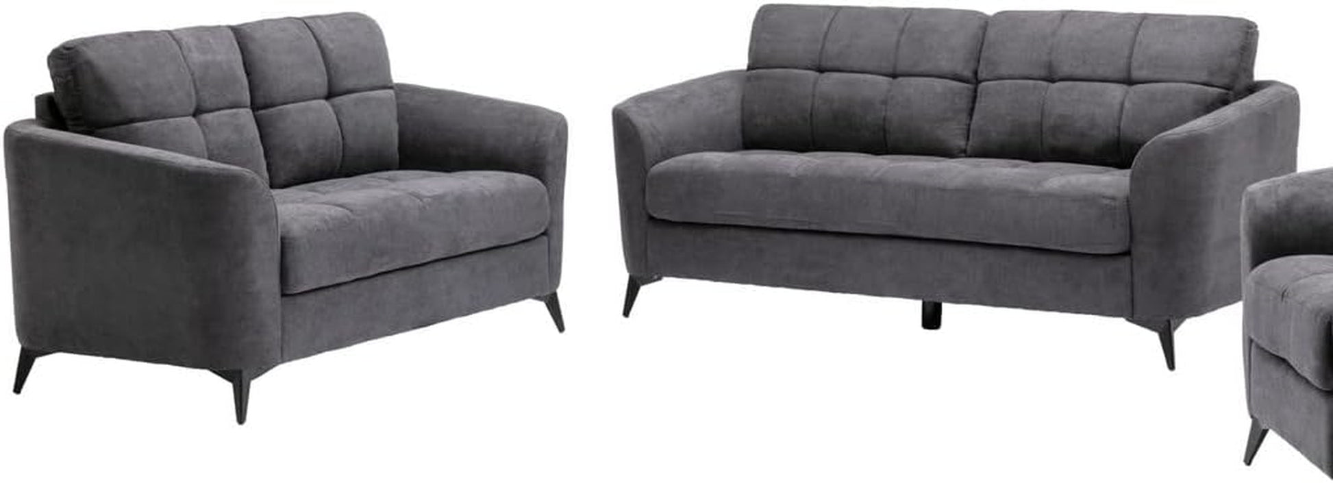 Callie Gray Velvet Fabric Sofa Loveseat Living Room Set-0