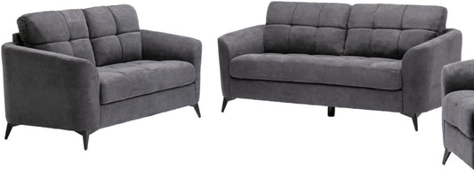 Callie Gray Velvet Fabric Sofa Loveseat Living Room Set-0