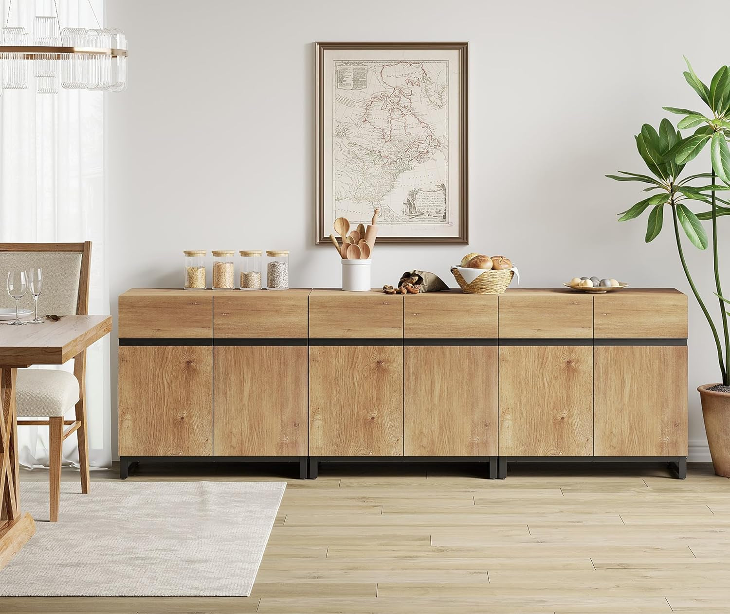 Oak 3-in-1 Modern Sideboard Buffet Cabinet with Shelf-1