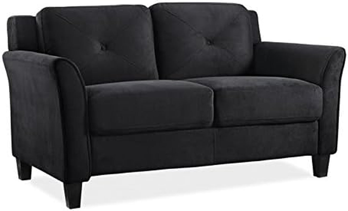 2 Piece Living Room Sofa and Loveseat Set in Black-4