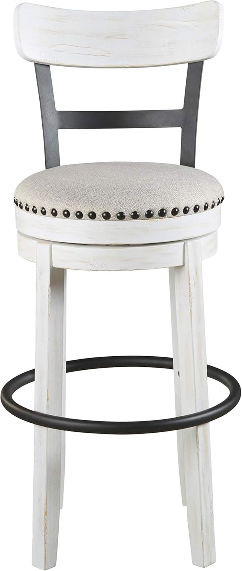 Valebeck 30" Modern Swivel Pub Height Barstool, Whitewash-3