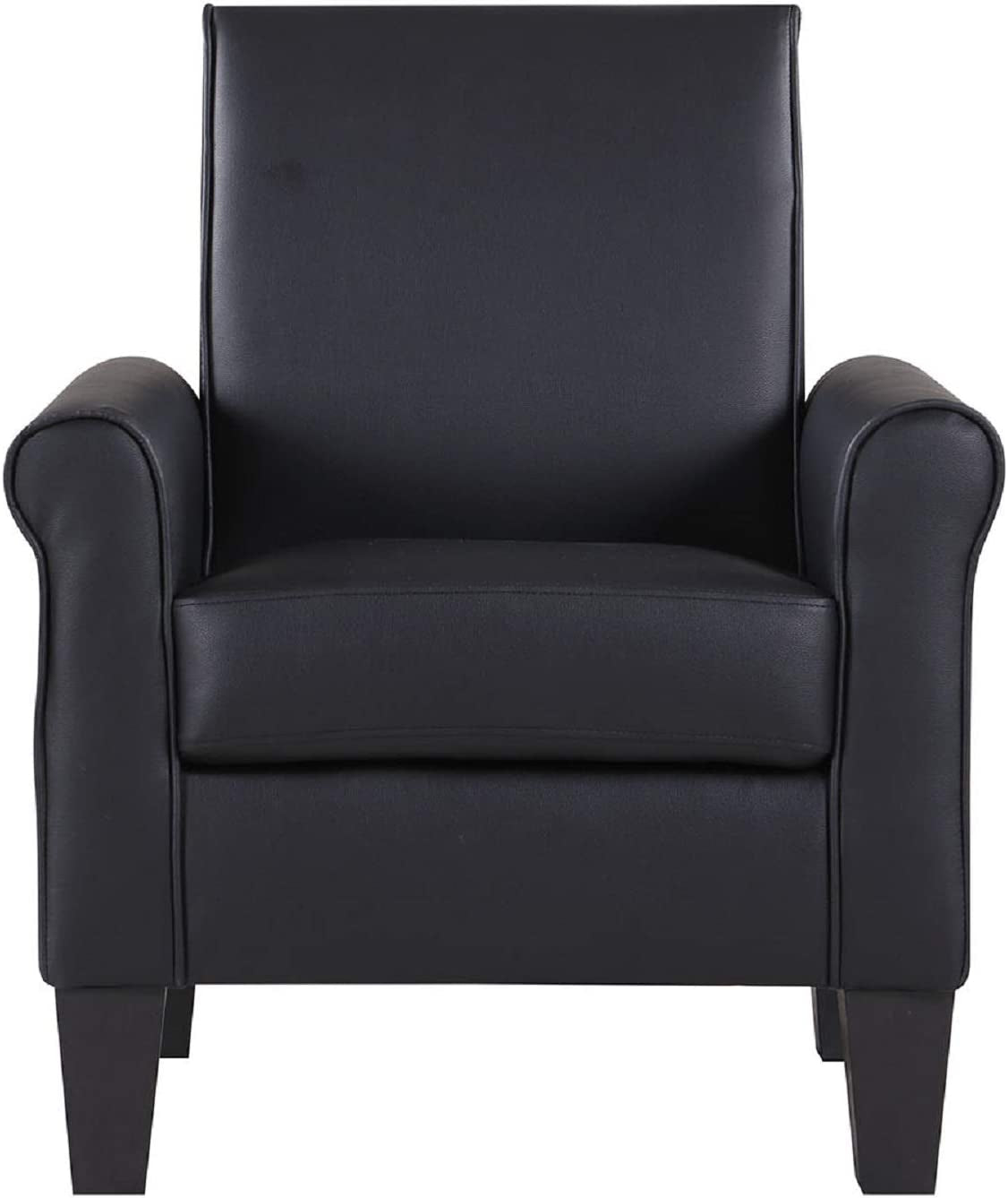 Black Faux Leather Accent Chair for Living Room-2