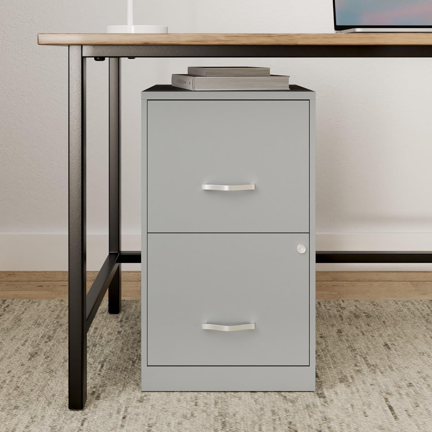 2-Drawer File Cabinet, 14.2" X 18" X 24.5", Silver-1