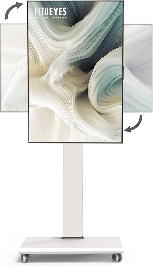 Rolling TV Stand - Portable Mobile TV Cart on Wheels for 32 to 65 70 75 Inch Tvs, Landscape to Portrait Rotating and 40°Swivel, Height Adjustable TV Cart Rolling TV Stand Hold up to 88 Lbs-0