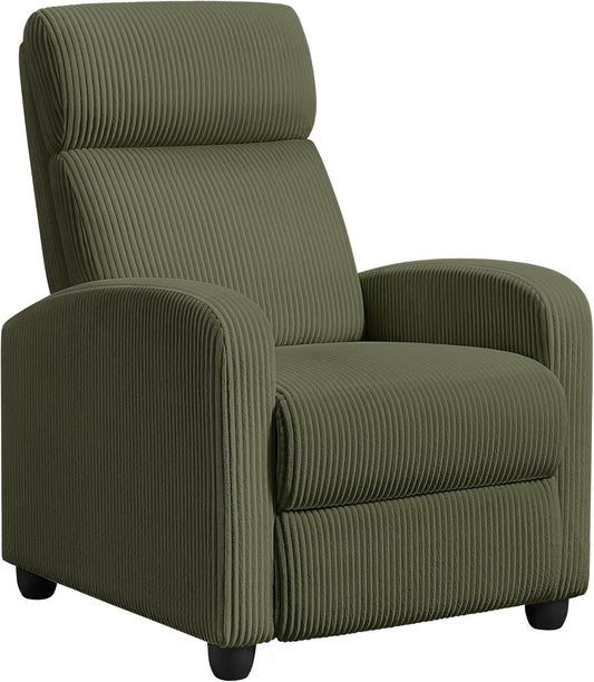 Corduroy Recliner Chair Single Sofa Home Theater Seating Adjustable Modern Reclining Chair for Living Room Bedroom Home Theater Dark Green-1