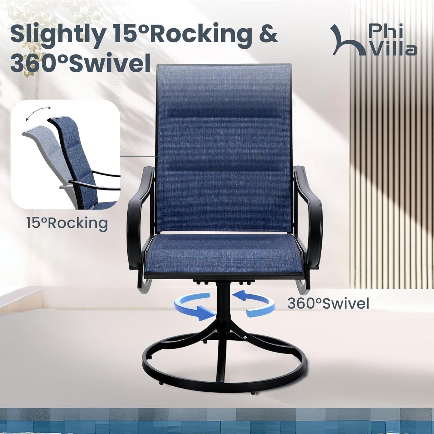 9 Piece Outdoor Dining Set Swivel Chairs-1