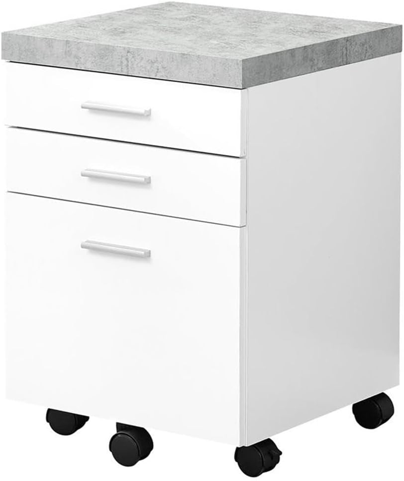 I 7051 File Cabinet, Rolling Mobile, Storage Drawers, Printer Stand, Office, Work, Laminate, Grey, White, Contemporary, Modern-0