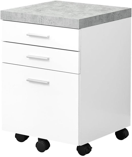 I 7051 File Cabinet, Rolling Mobile, Storage Drawers, Printer Stand, Office, Work, Laminate, Grey, White, Contemporary, Modern-0